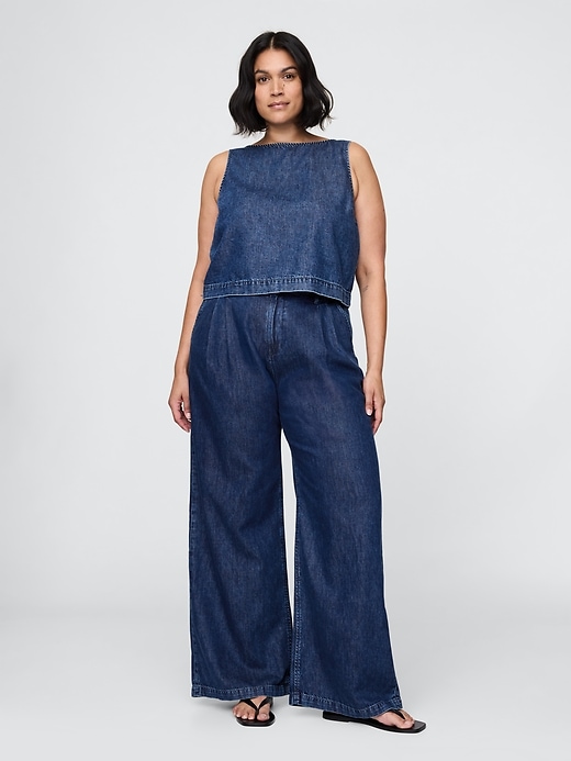 365 high rise ultrasoft denim plisseehose