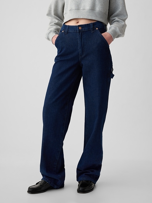 mittelhoch geschnittene lockere carpenter-jeans aus den 90ern