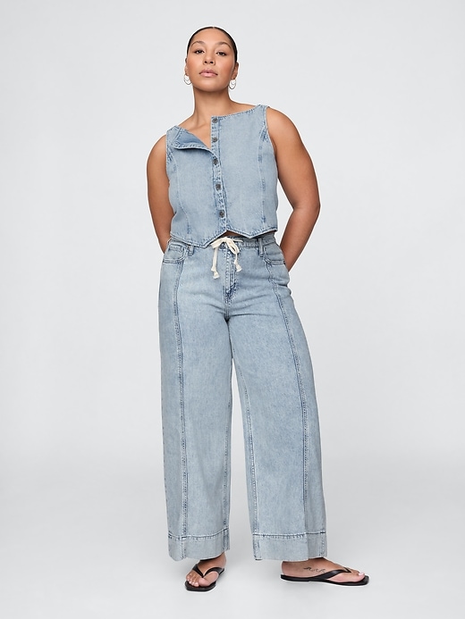 baggy-hose aus ultraweichem denim mit mittelhohem bund