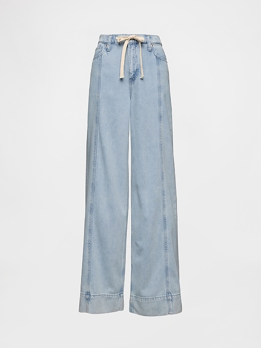 baggy-hose aus ultraweichem denim mit mittelhohem bund