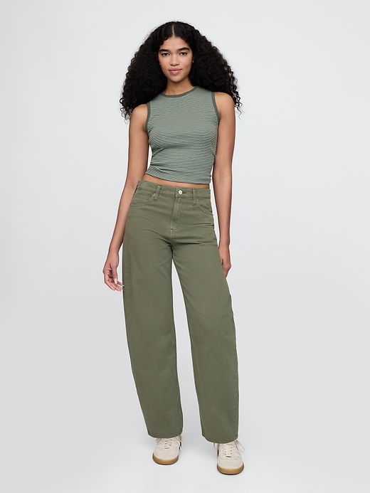 high rise barrel jeans