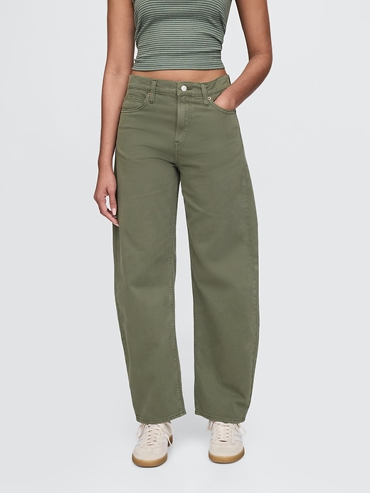 high rise barrel jeans