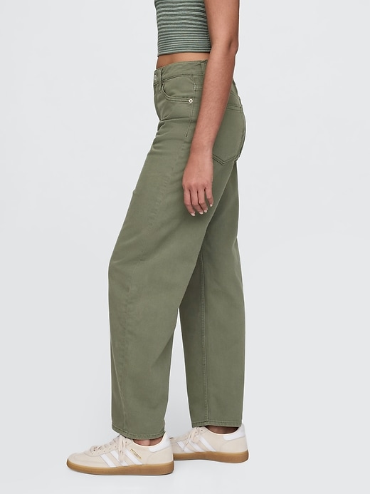 high rise barrel jeans