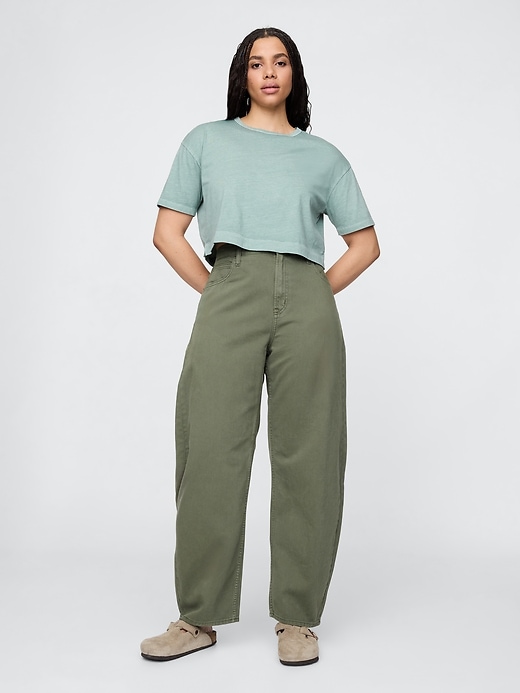 high rise barrel jeans