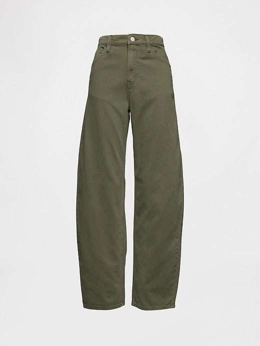 high rise barrel jeans
