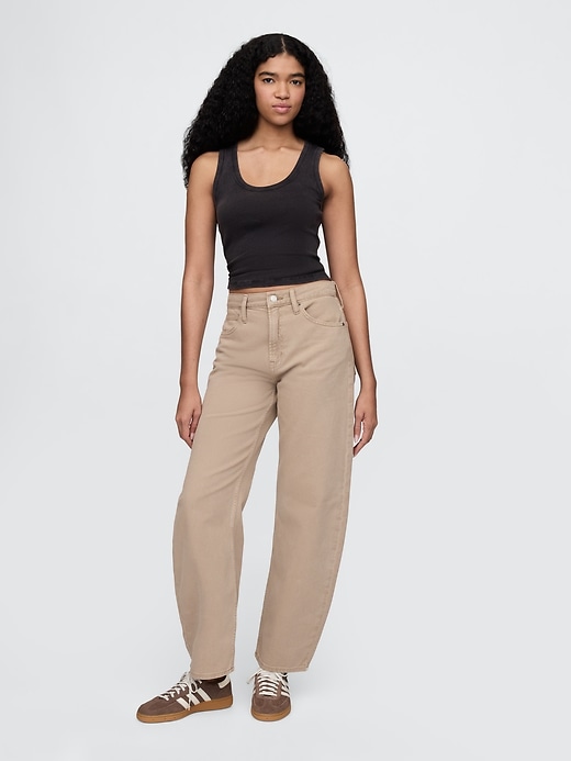 high rise barrel jeans