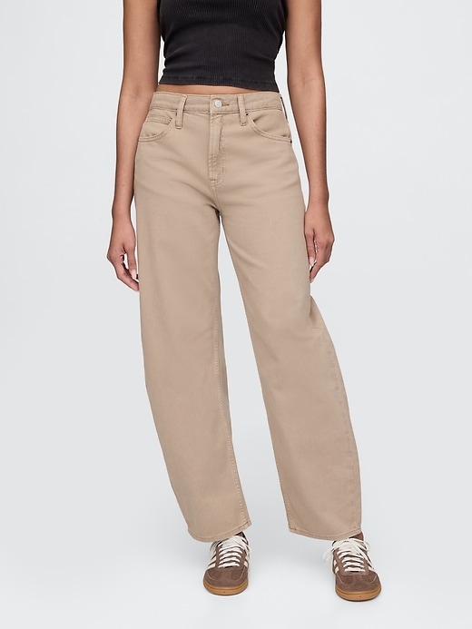 high rise barrel jeans