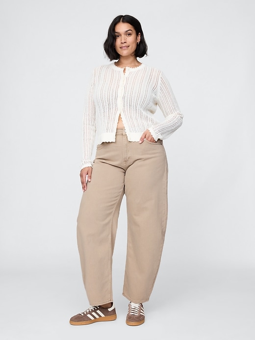 high rise barrel jeans