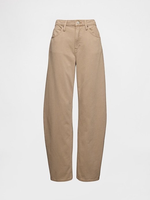 high rise barrel jeans