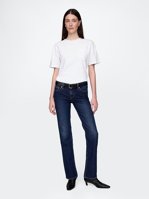 hüftjeans im 90er-jahre-stil schmal geschnitten gerade geschnitten