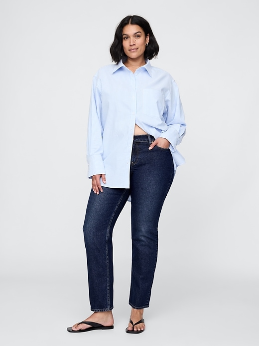 hüftjeans im 90er-jahre-stil schmal geschnitten gerade geschnitten