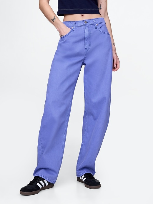 high rise barrel jeans