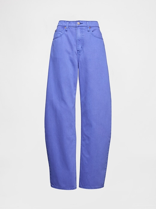 high rise barrel jeans