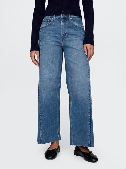 high rise stride wide-leg ankle jeans