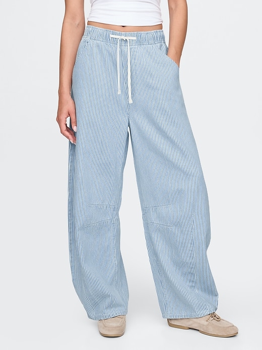 mid rise ultrasoft denim stripe easy horseshoe jeans