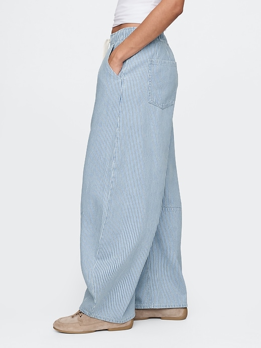 mid rise ultrasoft denim stripe easy horseshoe jeans