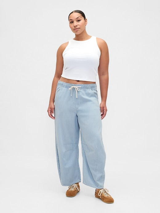 mid rise ultrasoft denim stripe easy horseshoe jeans