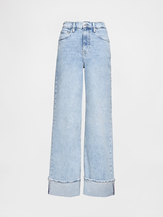 high rise stride jeans mit umgeschlagenem weitem bein