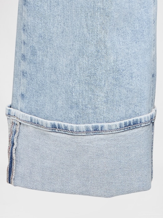 high rise stride jeans mit umgeschlagenem weitem bein