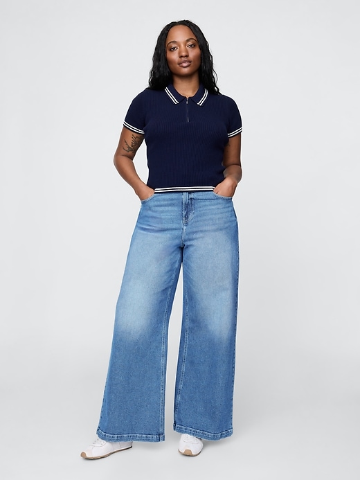 extra high rise stride wide-leg jeans