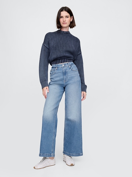 high stride wide-leg ankle jeans