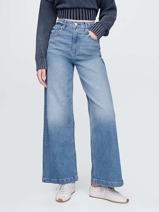 high stride wide-leg ankle jeans
