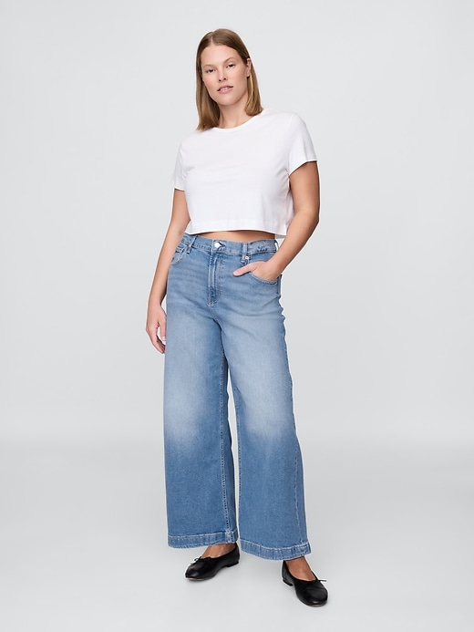 high stride wide-leg ankle jeans