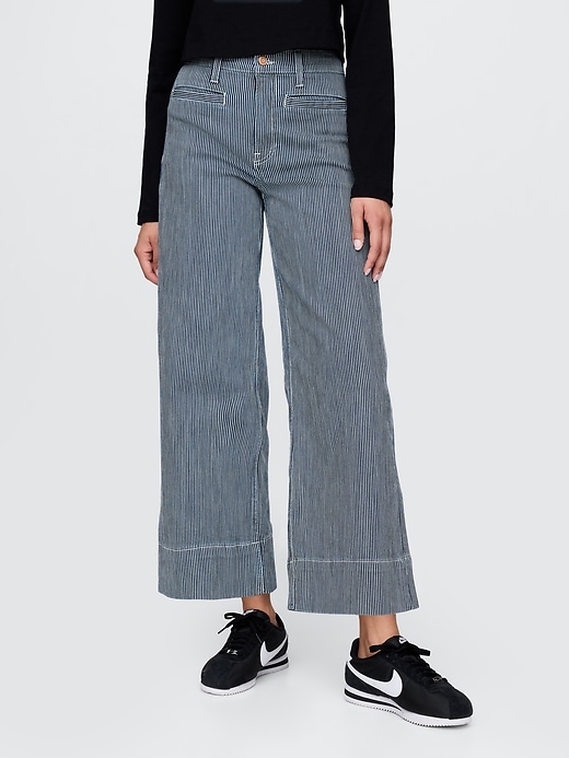 high rise stride wide-leg ankle jeans