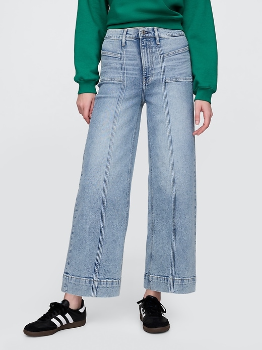 high rise stride wide-leg ankle jeans