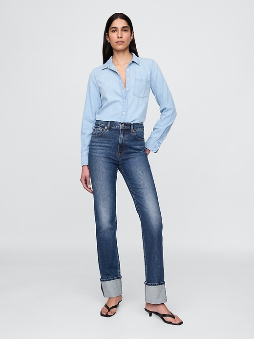high rise cuffed 90s slim straight jeans