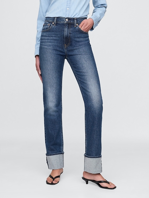 high rise cuffed 90s slim straight jeans