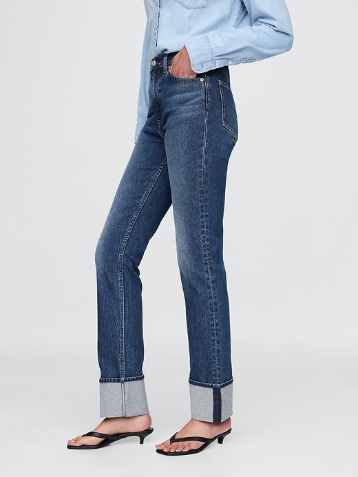 high rise cuffed 90s slim straight jeans