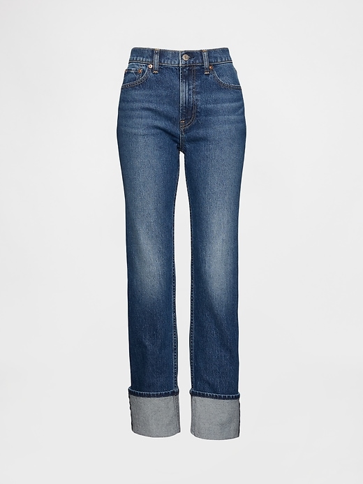 high rise cuffed 90s slim straight jeans