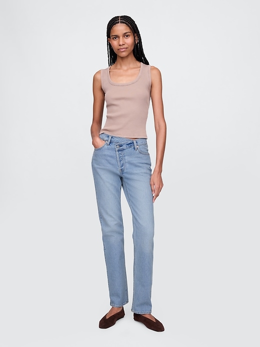 high rise crossover 90s slim straight jeans