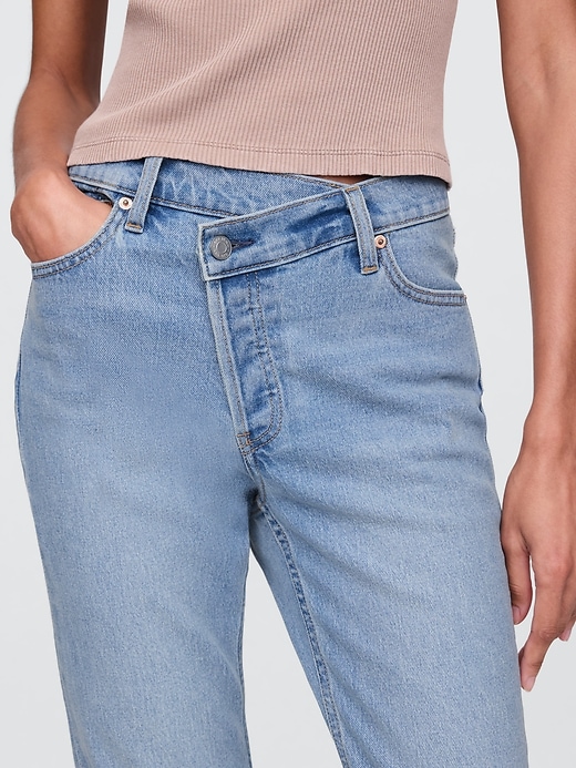 high rise crossover 90s slim straight jeans