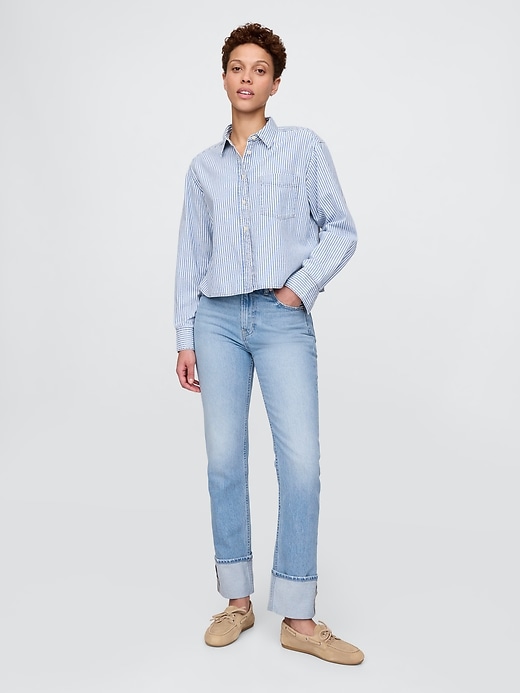 high rise cuffed 90s slim straight jeans