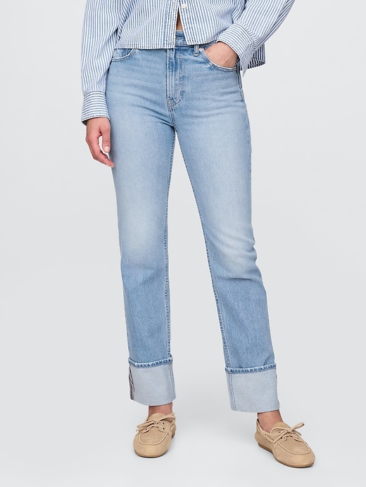 high rise cuffed 90s slim straight jeans