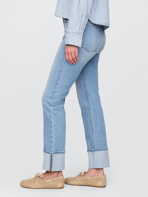 high rise cuffed 90s slim straight jeans
