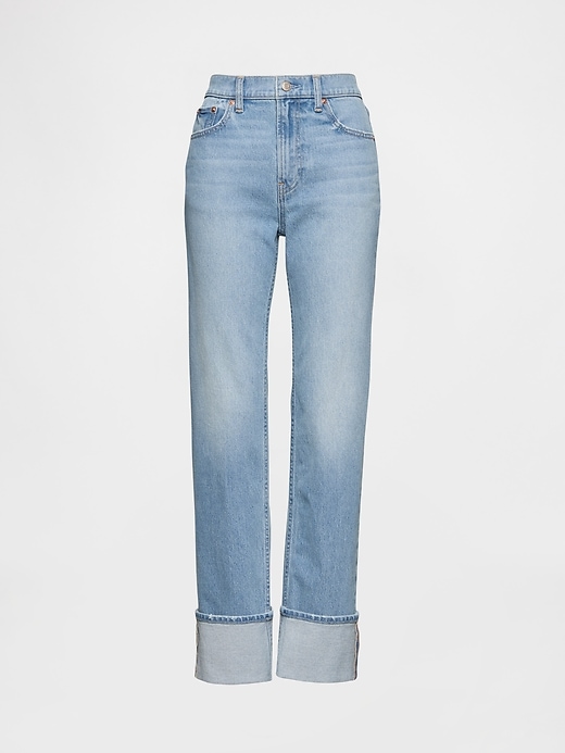 high rise cuffed 90s slim straight jeans