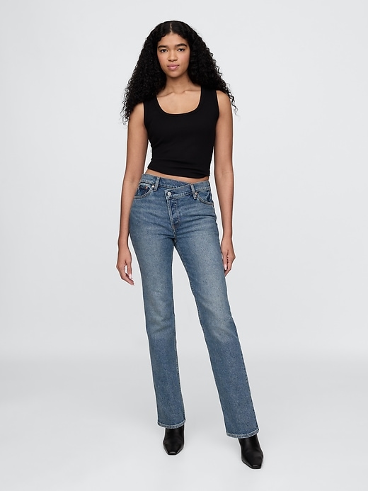 high rise crossover 90s slim straight jeans