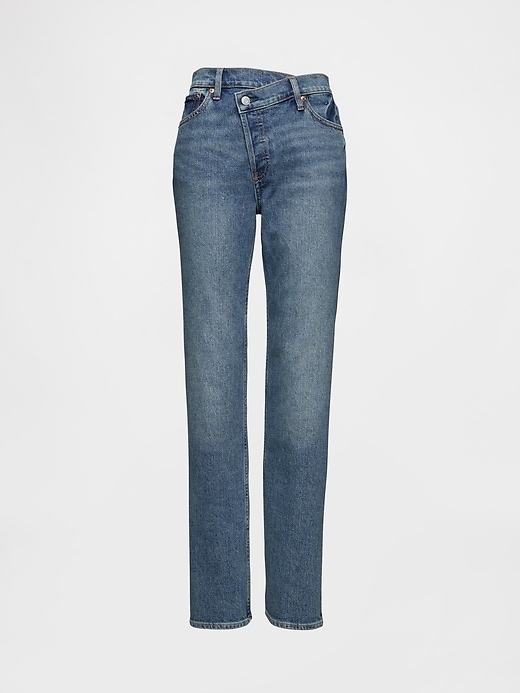 high rise crossover 90s slim straight jeans