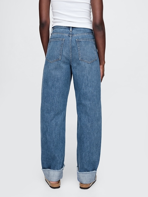 high rise cuffed barrel jeans
