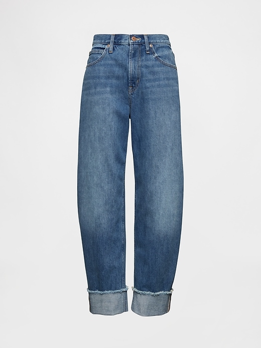 high rise cuffed barrel jeans