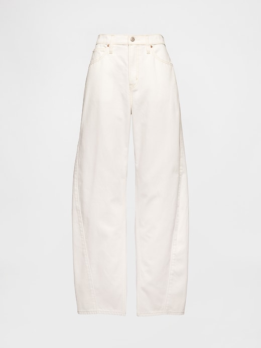 high rise barrel jeans