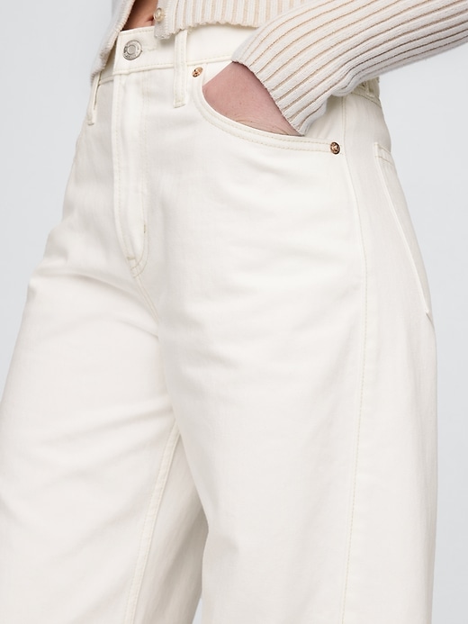 high rise barrel jeans