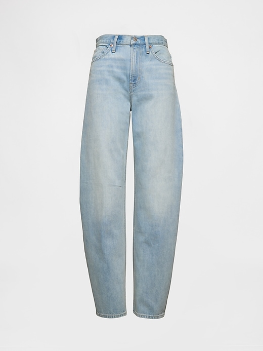 high rise barrel jeans