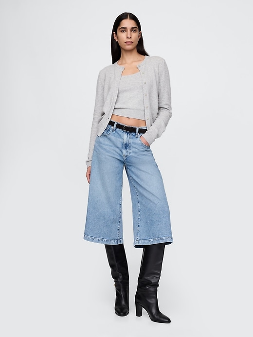 high rise denim culotte jeans