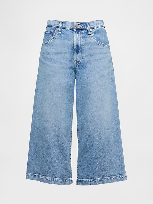 high rise denim culotte jeans