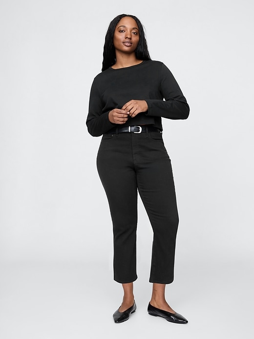 high rise cropped capri jeans