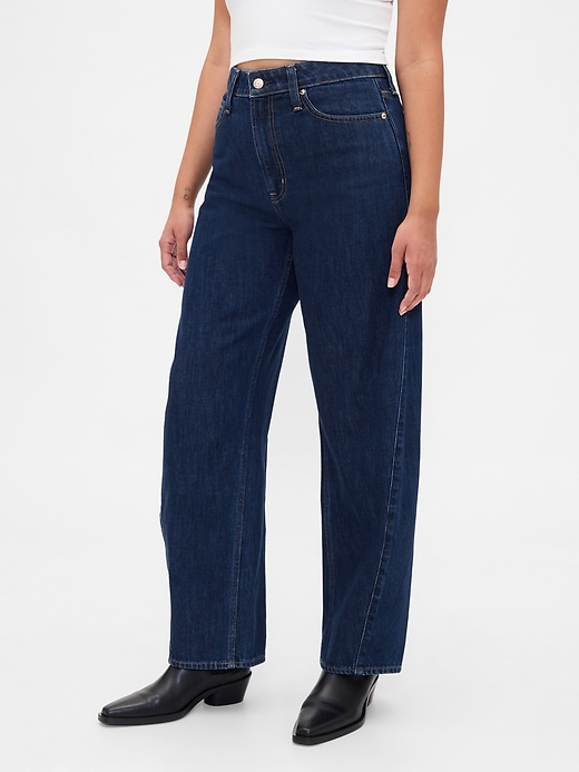 curvy high rise barrel jeans